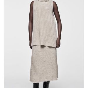 ZARA KNIT MIDI SKIRT SIZE S